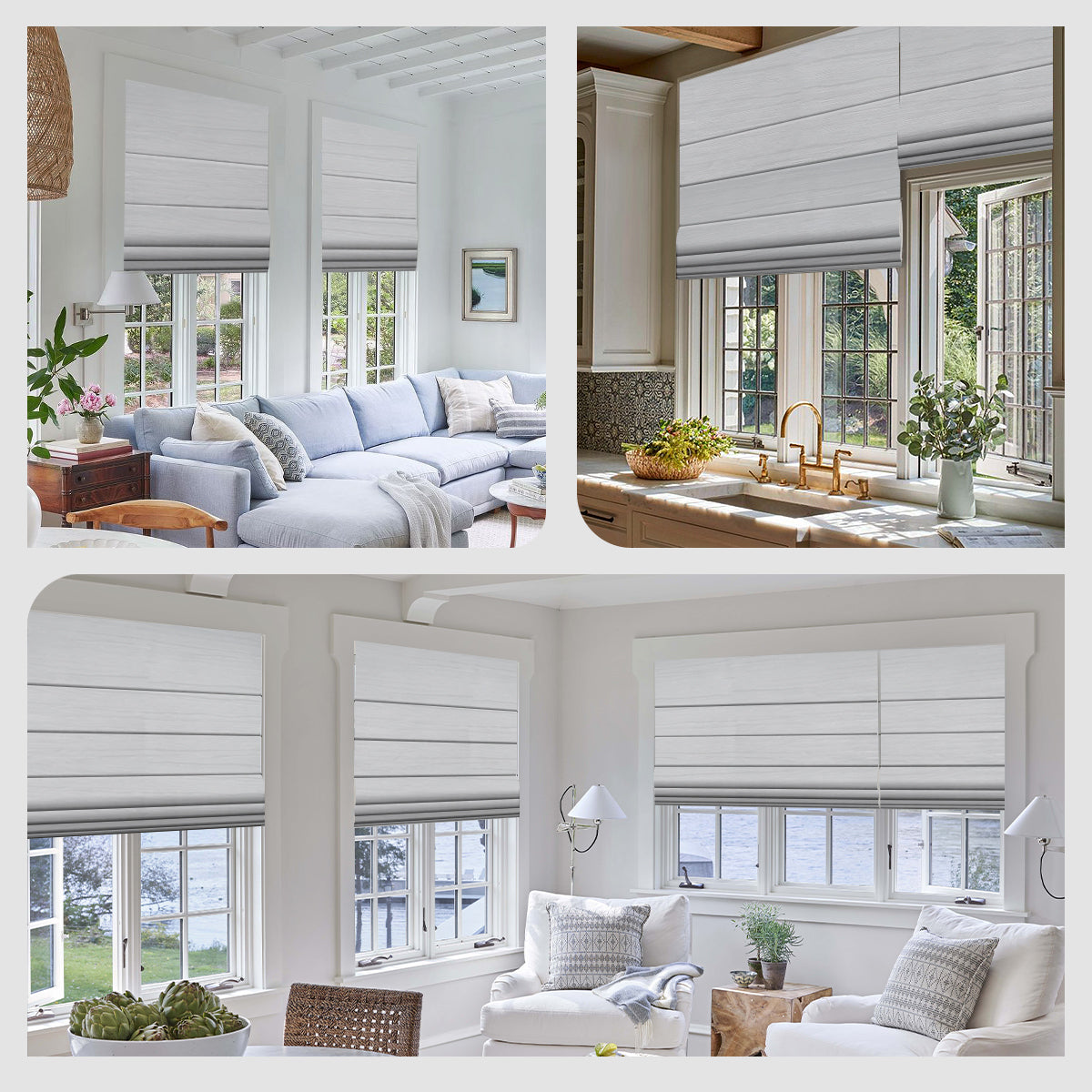 Weffort Motorized Roman Shades 100% Blackout Cloister Series