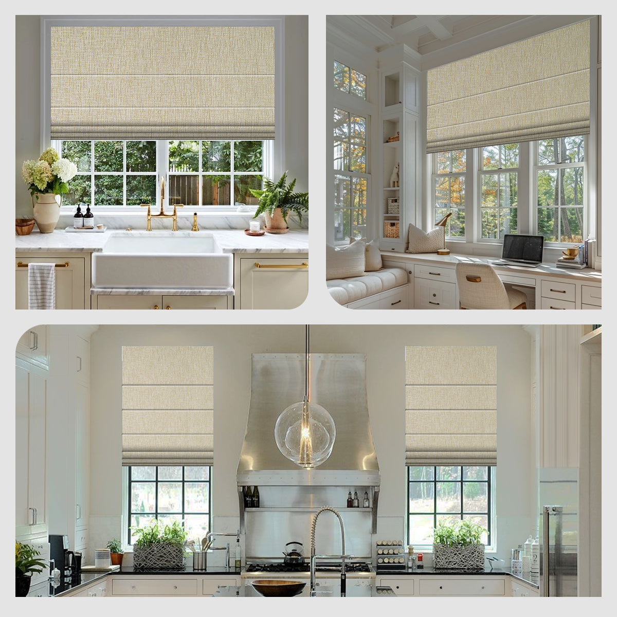 Weffort Motorized Roman Shades 100% Blackout Silva Series