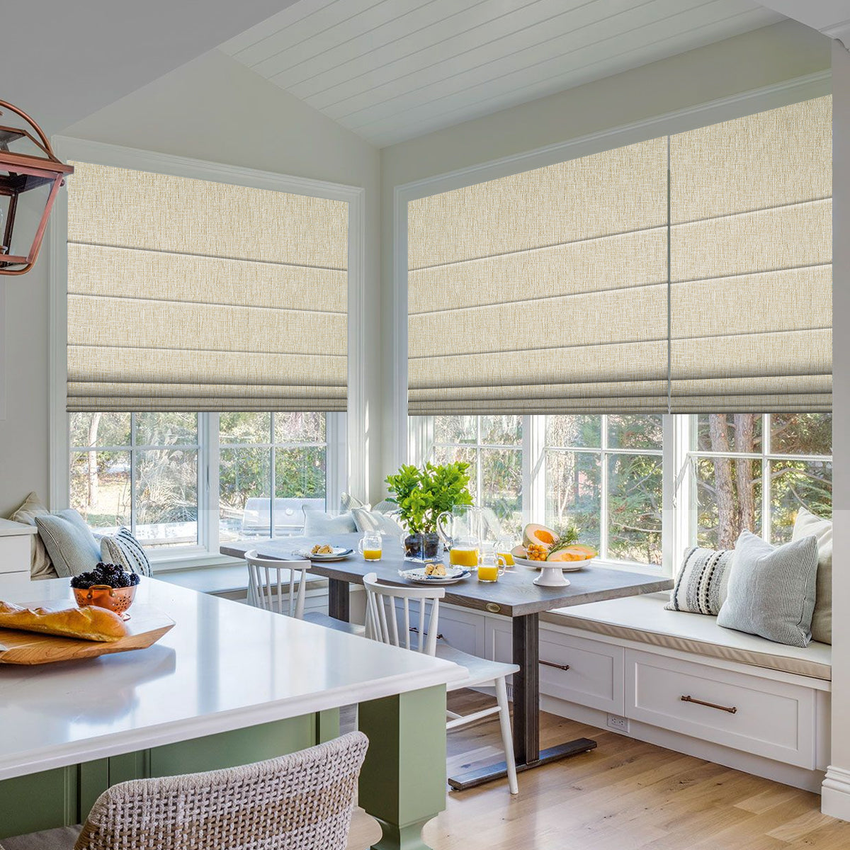 Weffort Motorized Roman Shades 100% Blackout Silva Series