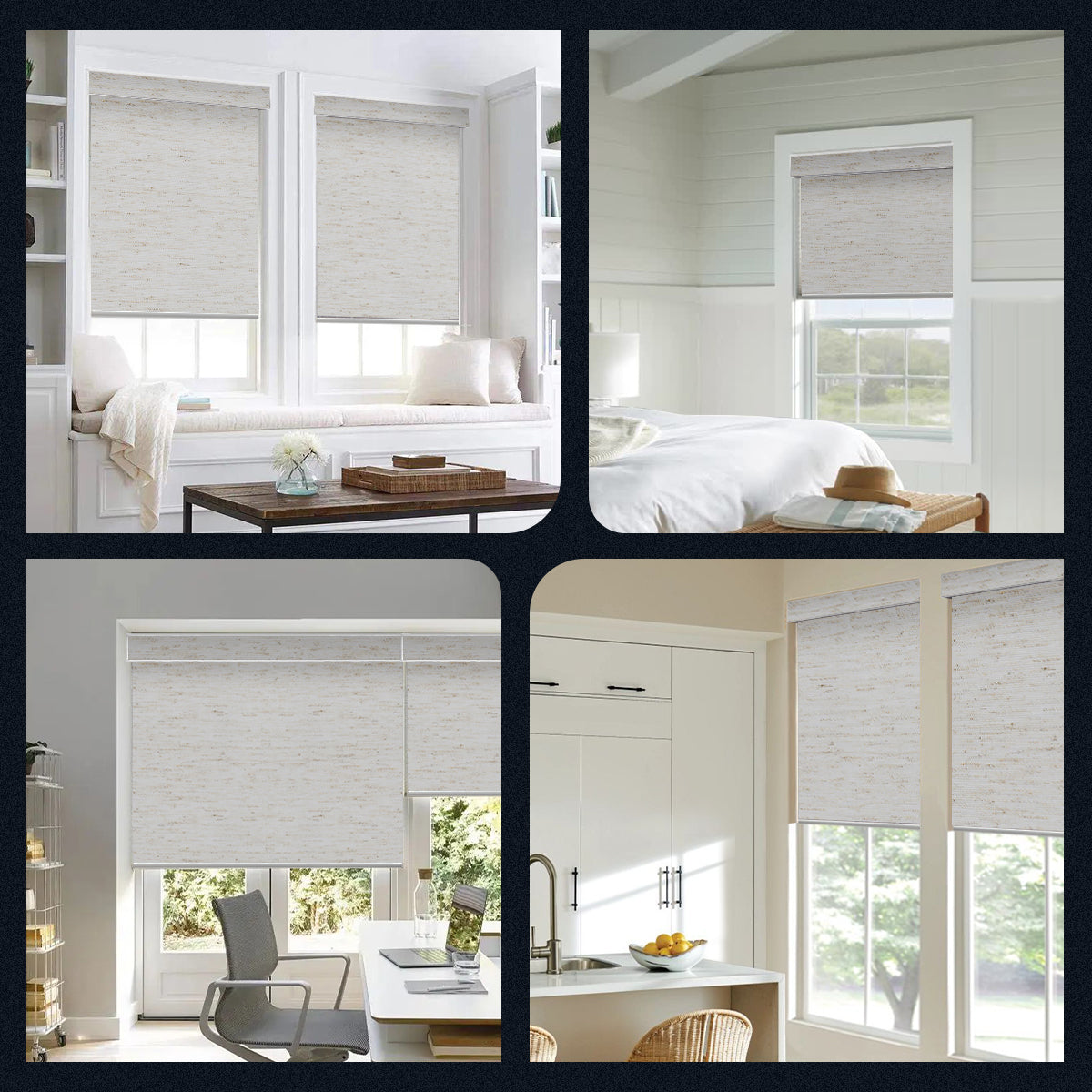 Weffort Motorized Light Filtering Roller Shades Linen Series