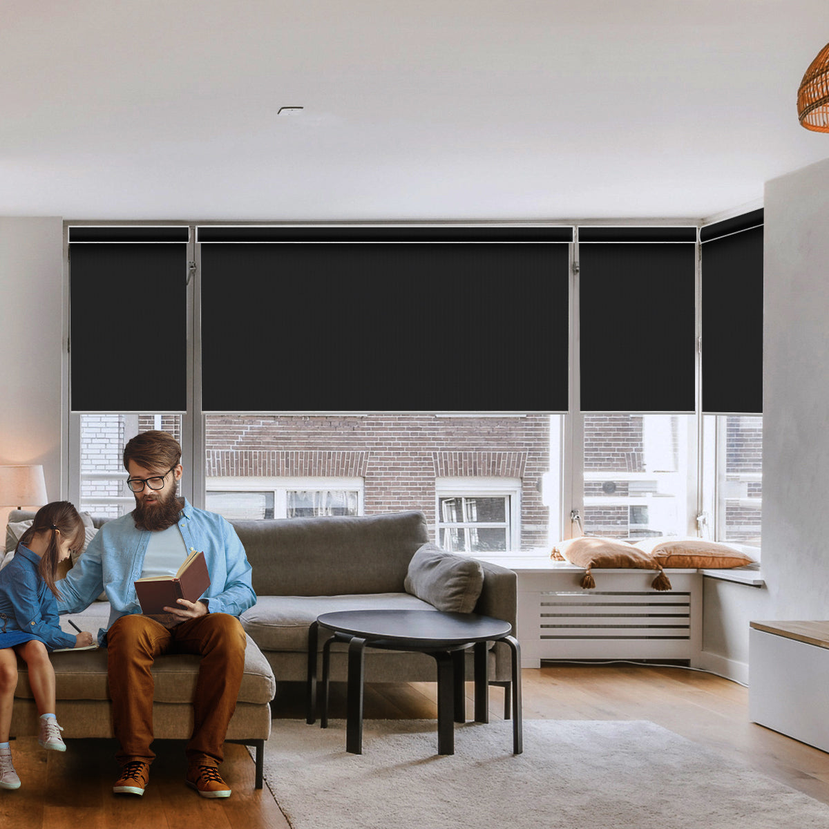 Weffort Motorized Blackout Roller Shades Vinyl Series